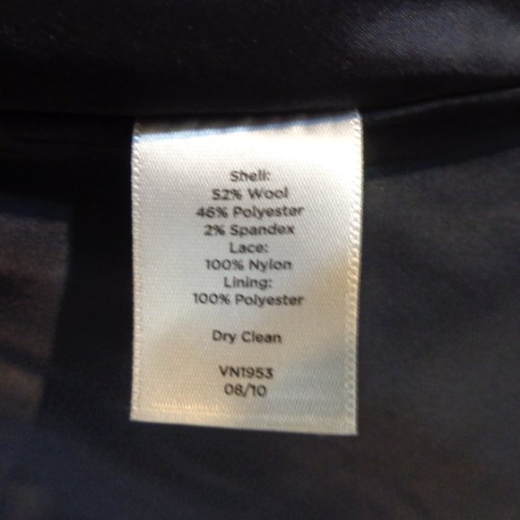 Talbots Green Navy Blue Black Plaid Wool Blend Lace Hem Sheath Dress Size 4 - Picture 5 of 6